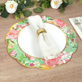 24 Pack Mixed Floral Tea Party Paper Table Mats with Scalloped Rim