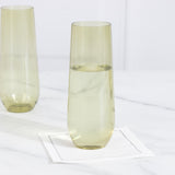 12 Pack Plastic Champagne Glasses in Transparent Dusty Sage Green