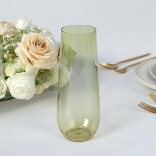 Dusty Sage Green Plastic Champagne Flutes 9oz