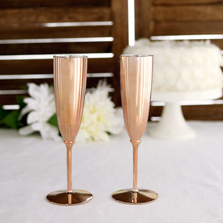 Rose Gold Plastic Champagne Flutes - Add Elegance to Your Celebrations