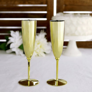 Elevate Your Event with Metallic Gold Plastic Champagne Flutes