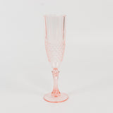 6 Pack Transparent Blush Crystal Cut Reusable Plastic Wedding Flute Glasses, 8oz Shatterproof