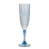 6 Pack Dusty Blue Crystal Cut Reusable Plastic Wedding Flute Glasses, 8oz Shatterproof#whtbkgd