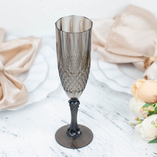 Celebrate in Style with Black Crystal Cut Reusable Flute Glasses
