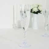 6 Pack | 8oz Clear Crystal Cut Reusable Plastic Wedding Flute Glasses