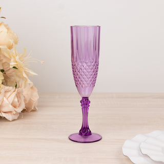 <h3 style="margin-left:0px;"><strong>Purple Crystal Cut Plastic Champagne Glasses</strong> <strong>for Wedding Toasts</strong>