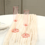 6 Pack Transparent Blush Sleek Reusable Plastic Champagne Flute Glasses, Cylindrical Wine