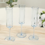 6 Pack 6oz Transparent Dusty Blue Sleek Reusable Plastic Wine Mimosa Glass Goblet