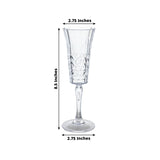 6 Pack 6oz Shatterproof Tritan Plastic Champagne Flutes with Embossed Leaf Pattern, Clear Reusable