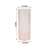 6 Pack 14oz Transparent Blush Crystal Cut Reusable Plastic Cocktail Tumbler Cups