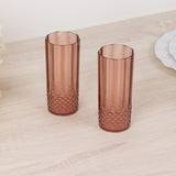 6 Pack 14oz Dusty Rose Crystal Cut Reusable Plastic Cocktail Tumbler Cups