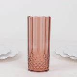 6 Pack 14oz Dusty Rose Crystal Cut Reusable Plastic Cocktail Tumbler Cups