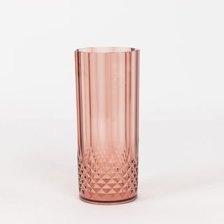 Decorative and Durable: Dusty Rose Crystal Cut Reusable Plastic Highball Drink Glasses