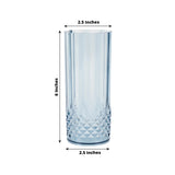 6 Pack 14oz Dusty Blue Crystal Cut Reusable Plastic Cocktail Tumbler Cups, Shatterproof