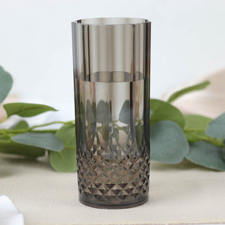 Elegant Black Crystal Cut Reusable Plastic Cocktail Tumbler Cups
