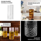 6-Pack Plastic Cocktail Tumblers Dusty Sage Green Transparent Crystal Cut Style - Shatterproof