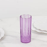 6 Pack 14oz Purple Crystal Cut Reusable Plastic Cocktail Tumbler Cups, Shatterproof Tall Highball