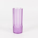 6 Pack 14oz Purple Crystal Cut Reusable Plastic Cocktail Tumbler Cups, Shatterproof Tall Highball