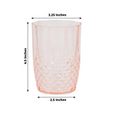 6 Pack Transparent Blush Reusable Plastic Tumbler Glasses in Crystal Cut Style, 16oz