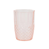 6 Pack Transparent Blush Reusable Plastic Tumbler Glasses in Crystal Cut Style, 16oz#whtbkgd