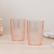 6 Pack Transparent Blush Reusable Plastic Tumbler Glasses in Crystal Cut Style, 16oz Shatterproof 