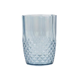 6 Pack Dusty Blue Reusable Plastic Tumbler Glasses in Crystal Cut Style, 16oz Shatterproof#whtbkgd