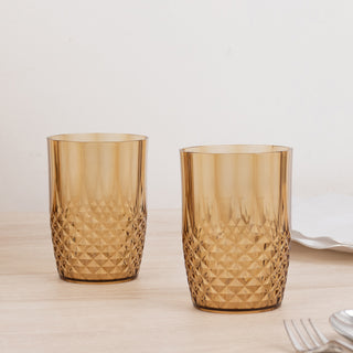 <strong>Amber Gold Crystal Cut Reusable Plastic All-Purpose Cups - Set of 6</strong>