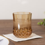 6 Pack Amber Gold Crystal Cut Plastic Stemless Wine Glasses 8oz, Shatterproof 