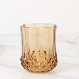 6 Pack Amber Gold Crystal Cut Plastic Stemless Wine Glasses 8oz, Shatterproof 