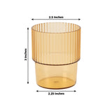 12 Pack Amber Gold Stackable Ribbed Reusable Plastic Tumblers, 7oz Shatterproof Short