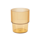 12 Pack Amber Gold Stackable Ribbed Reusable Plastic Tumblers, 7oz Shatterproof Short#whtbkgd