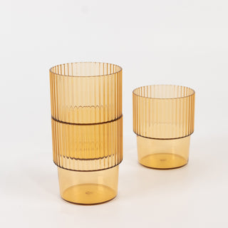 <span style="background-color:transparent;color:#000000;">Shatterproof And Reusable Amber Gold Ribbed Plastic Tumblers</span>