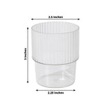 12 Pack Clear Stackable Ribbed Reusable Plastic Tumblers, 7oz Shatterproof Short