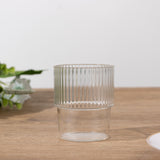 12 Pack Clear Stackable Ribbed Reusable Plastic Tumblers, 7oz Shatterproof Short Drinking Glasses