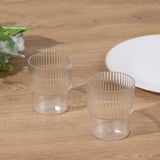 12 Pack Clear Stackable Ribbed Reusable Plastic Tumblers, 7oz Shatterproof Short Drinking Glasses