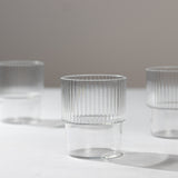 12 Pack Clear Stackable Ribbed Reusable Plastic Tumblers, 7oz Shatterproof Short Drinking Glasses