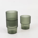 12 Pack Hunter Emerald Green Stackable Ribbed Reusable Plastic Tumblers, 7oz Shatterproof Short