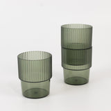 12 Pack Hunter Emerald Green Stackable Ribbed Reusable Plastic Tumblers, 7oz Shatterproof Short