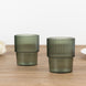 12 Pack Hunter Emerald Green Stackable Ribbed Reusable Plastic Tumblers, 7oz Shatterproof Short