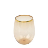 12-Pack Plastic Wine Tumblers Transparent Amber with Gold Rim - Reusable Drinkware 12oz#whtbkgd