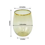 12-Pack Plastic Wine Tumblers Transparent Dusty Sage Green with Gold Rim