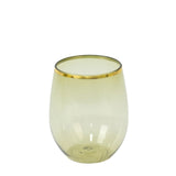 12-Pack Plastic Wine Tumblers Transparent Dusty Sage Green with Gold Rim#whtbkgd
