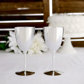 Add Elegance to Your Events with Silver 8oz Plastic Wine Glasses