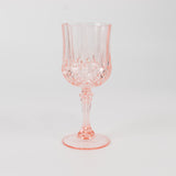 6 Pack 8oz Blush Crystal Cut Reusable Plastic Cocktail Goblets, Shatterproof Wine Glasses