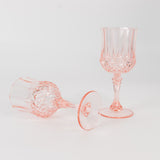 6 Pack 8oz Blush Crystal Cut Reusable Plastic Cocktail Goblets, Shatterproof Wine Glasses