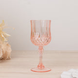 6 Pack 8oz Blush Crystal Cut Reusable Plastic Cocktail Goblets, Shatterproof Wine Glasses