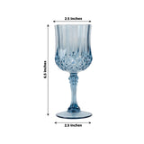 6 Pack 8oz Dusty Blue Crystal Cut Reusable Plastic Cocktail Goblets, Shatterproof Wine