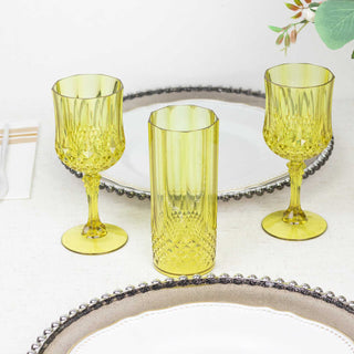 Durable and Elegant Green Crystal Cut Wine Glasses
