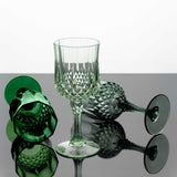 12 Pack 8oz Assorted Green Crystal Cut Reusable Plastic Cocktail Goblets, Shatterproof Wine Glasses