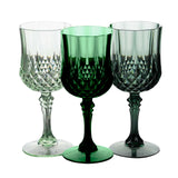 12 Pack 8oz Assorted Green Crystal Cut Reusable Plastic Cocktail Goblets, Shatterproof#whtbkgd